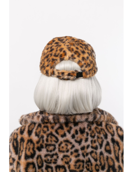 Casquette Léopard en Fausse Fourrure – Taille Unique Ajustable Velcro – Spécial Carnaval & Looks Excentriques
