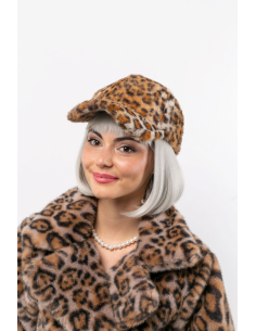 Casquette Léopard en Fausse Fourrure – Taille Unique Ajustable Velcro – Spécial Carnaval & Looks Excentriques
