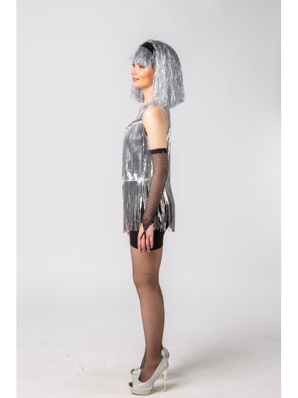 Gilet Disco Argenté à Sequins & Franges – Look Années 70, Festival & Nouvel An