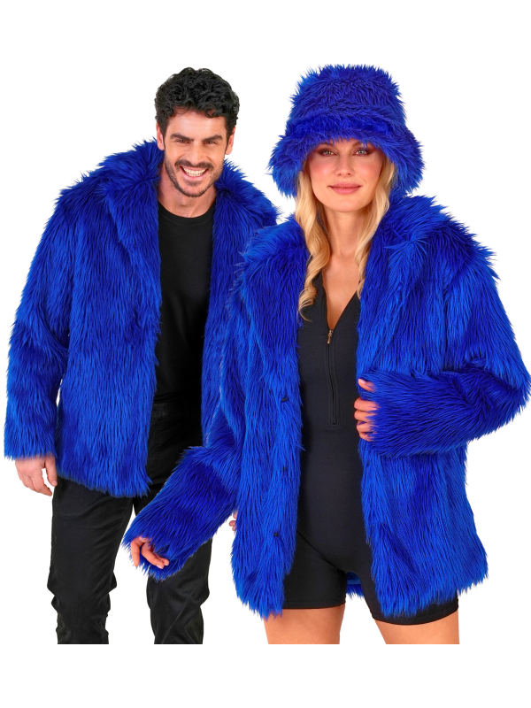 Manteau Fausse Fourrure Bleu Électrique – Carnaval de Dunkerque XXL