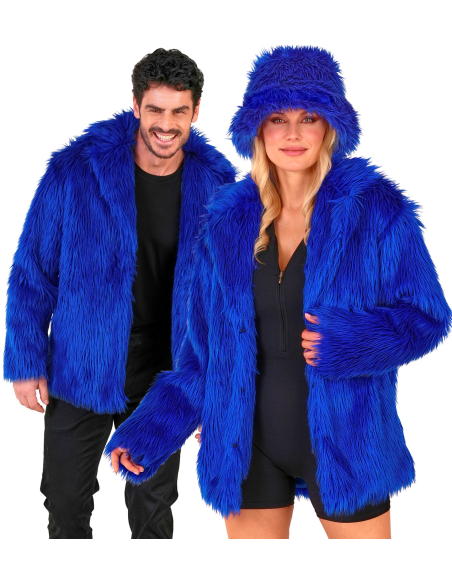 Manteau Fausse Fourrure Bleu Électrique – Carnaval de Dunkerque XXL