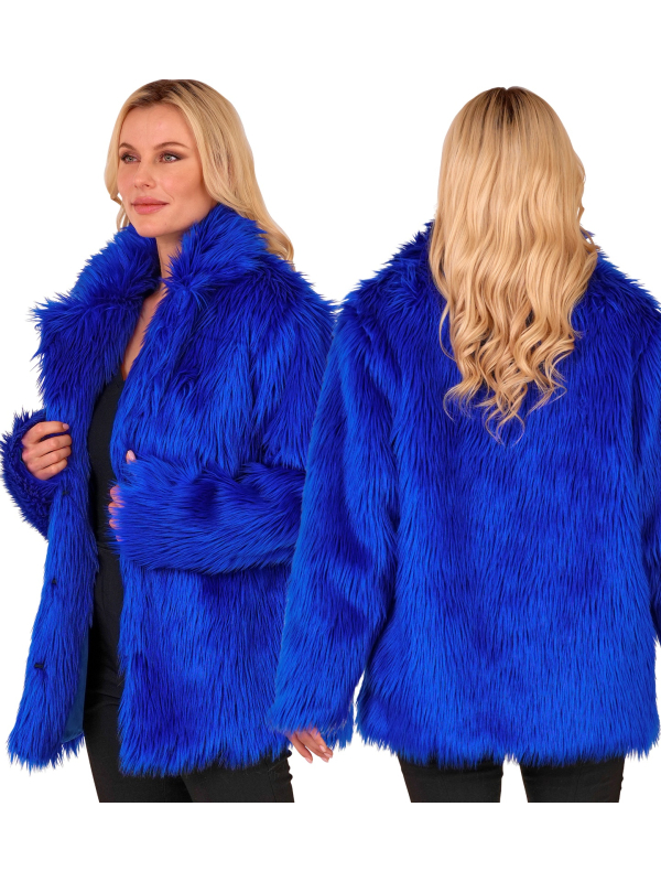 Manteau Fausse Fourrure Bleu Électrique – Carnaval de Dunkerque XXL