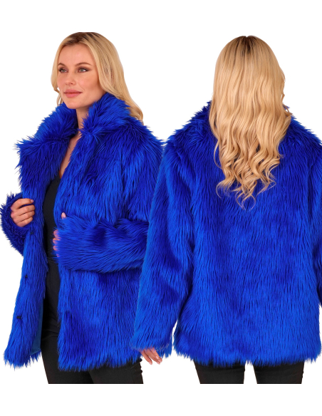 Manteau Fausse Fourrure Bleu Électrique – Carnaval de Dunkerque XXL