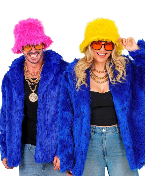 Manteau Fausse Fourrure Bleu Électrique – Carnaval de Dunkerque XXL