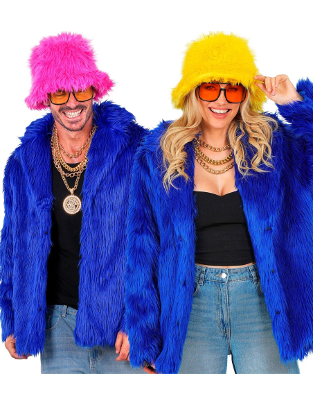 Manteau Fausse Fourrure Bleu Électrique – Carnaval de Dunkerque XXL