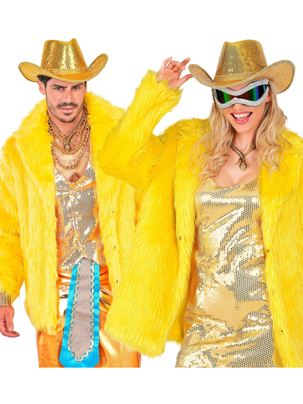 Manteau Fausse Fourrure Jaune Fluo XXL – Mixte Adulte Carnaval de Dunkerque