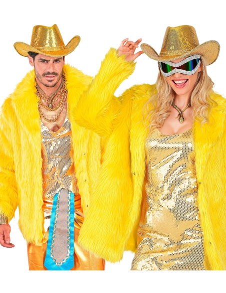 Manteau Fausse Fourrure Jaune Fluo XXL – Mixte Adulte Carnaval de Dunkerque