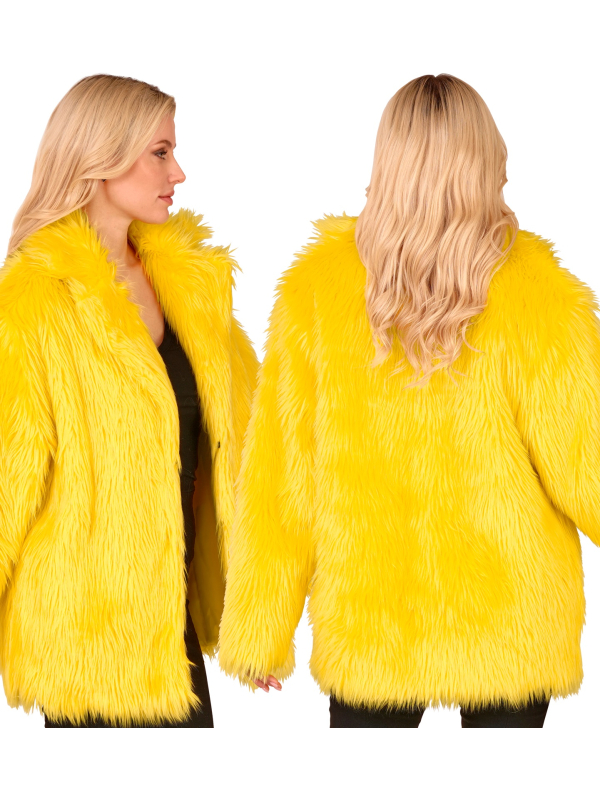 Manteau Fausse Fourrure Jaune Fluo XXL – Mixte Adulte Carnaval de Dunkerque