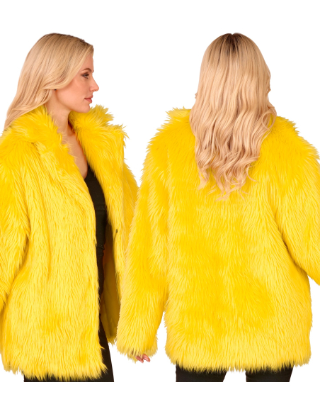 Manteau Fausse Fourrure Jaune Fluo XXL – Mixte Adulte Carnaval de Dunkerque