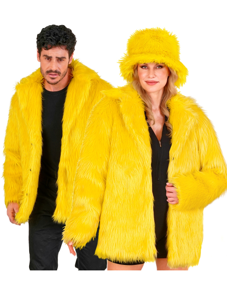 Manteau Fausse Fourrure Jaune Fluo XXL – Mixte Adulte Carnaval de Dunkerque