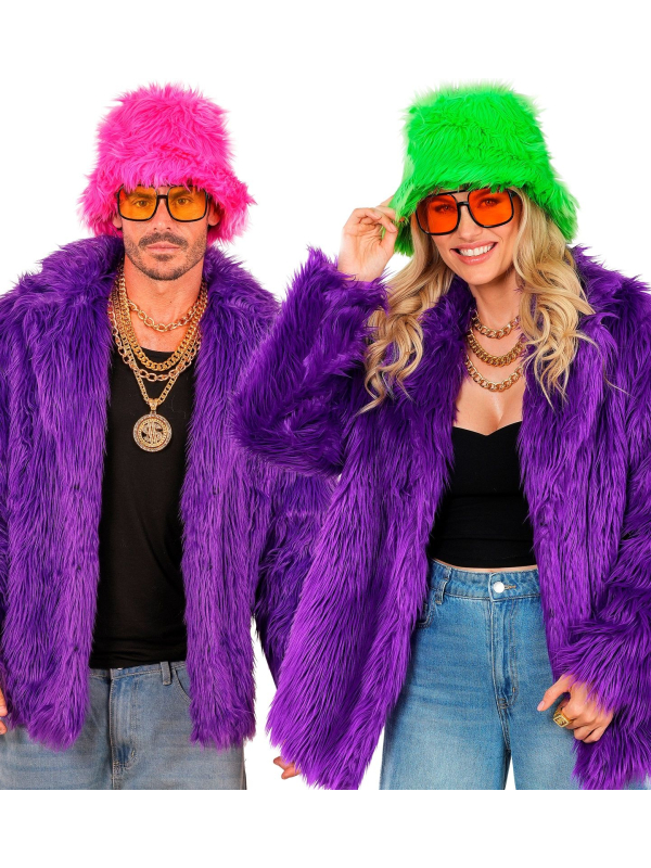 Manteau Carnaval de Dunkerque Violet XXL – Fausse Fourrure Mixte