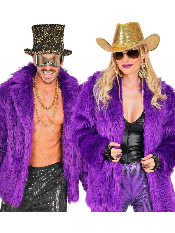 Manteau Carnaval de Dunkerque Violet XXL – Fausse Fourrure Mixte