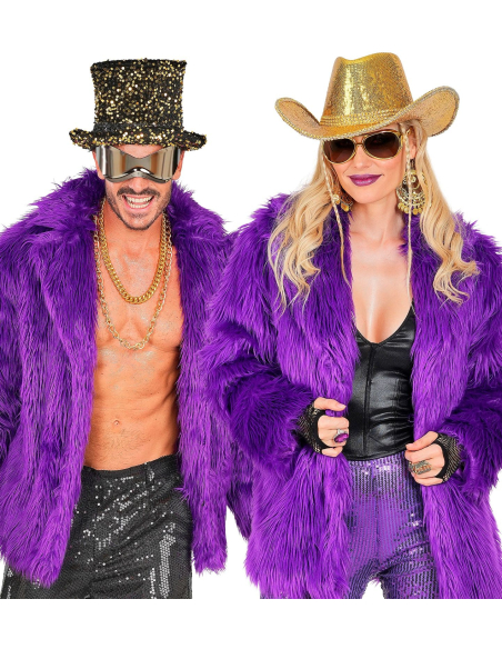Manteau Carnaval de Dunkerque Violet XXL – Fausse Fourrure Mixte