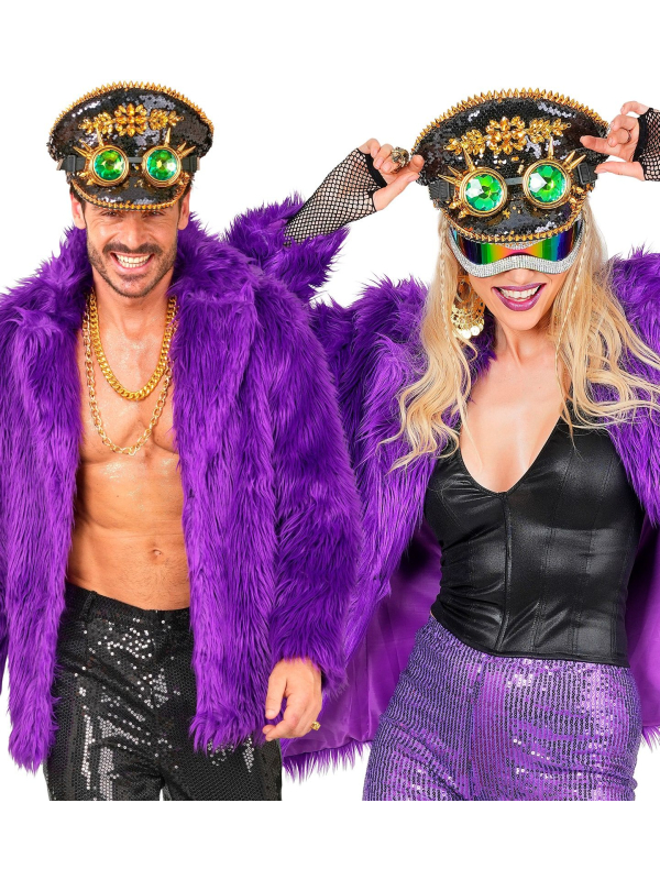 Manteau Carnaval de Dunkerque Violet XXL – Fausse Fourrure Mixte