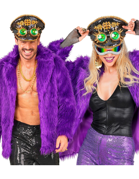 Manteau Carnaval de Dunkerque Violet XXL – Fausse Fourrure Mixte