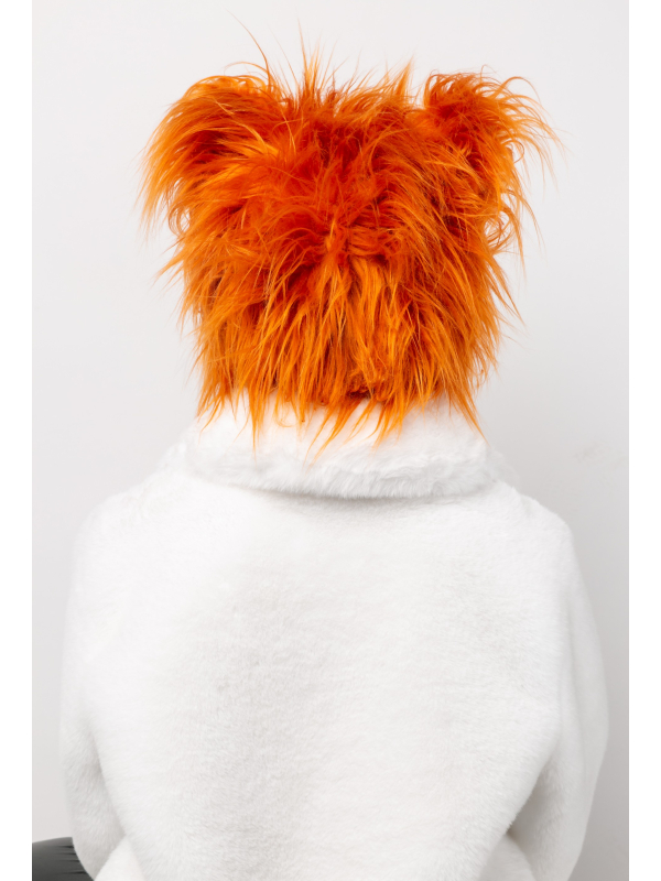 Chapeaux Peluche Fausse Fourrure Oreilles & Tresses (orange et noir) dos
