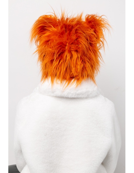 Chapeaux Peluche Fausse Fourrure Oreilles & Tresses (orange et noir) dos