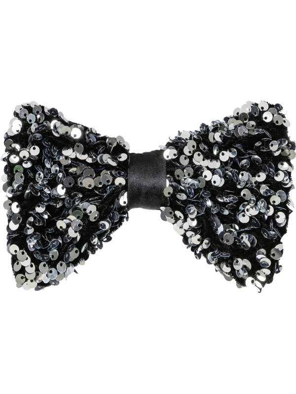 Nœud Papillon à Paillettes Ajustable – Argent