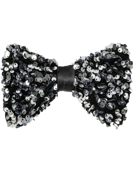 Nœud Papillon à Paillettes Ajustable – Argent