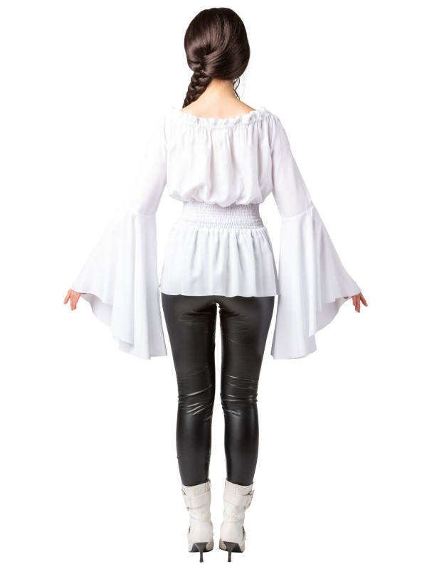 Chemisier Blanc Médiéval Femme – Manches Trompette (SM à XXL)