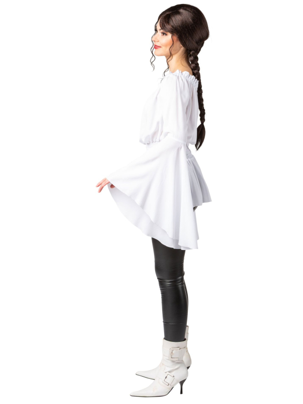 Chemisier Blanc Médiéval Femme – Manches Trompette (SM à XXL)