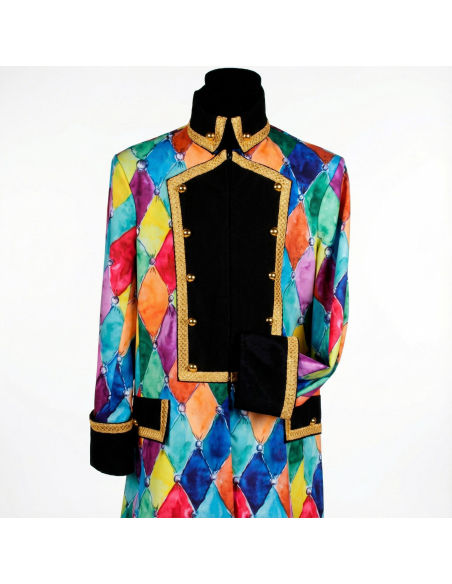 Veste Arlequin Royale Multicolore – Costume Premium Homme (S à XXL)