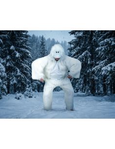 Déguisement Yéti Adulte – Combinaison en Fausse Fourrure Blanche avec Tête Intégrée