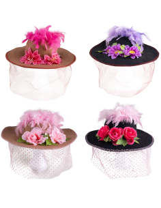 Chapeau Dunkerquois Fleuri & à Plumes – Style Vischewijf (Modèle Aléatoire)