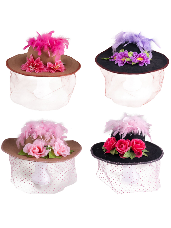 Chapeau Dunkerquois Fleuri & à Plumes – Style Vischewijf (Modèle Aléatoire)