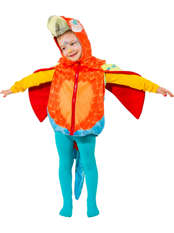 Déguisement Perroquet Enfant 2–4 ans – Velours Doux, Ailes Colorées, Facile à Enfiler