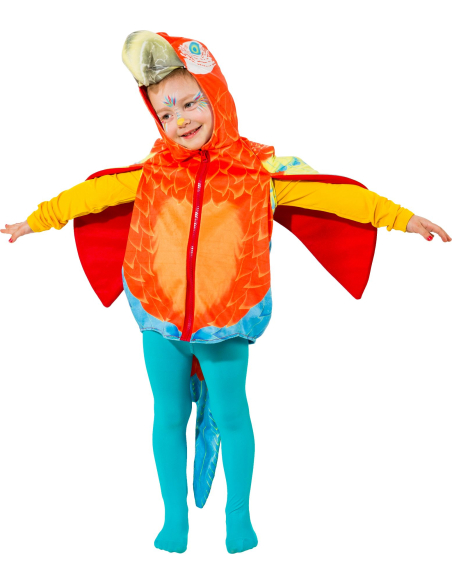 Déguisement Perroquet Enfant 2–4 ans – Velours Doux, Ailes Colorées, Facile à Enfiler