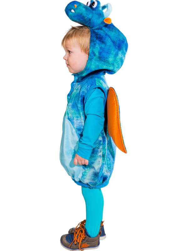 Déguisement Dragon Bleu Enfant 2–4 ans – Velours & Ailes