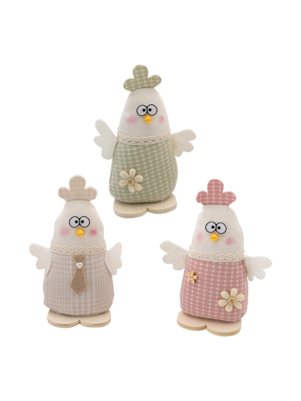 Poulette Vichy à Grands Yeux – Décoration de Pâques 18 cm (Modèle aléatoire)