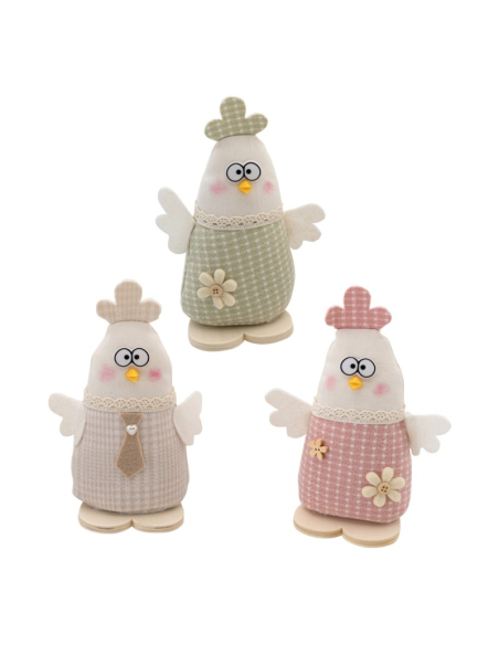 Poulette Vichy à Grands Yeux – Décoration de Pâques 18 cm (Modèle aléatoire)