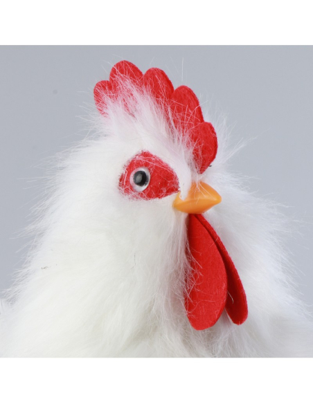 Poule Blanche à Plumes pour Pâques – Décoration Réaliste 30 × 15 × 33 cm