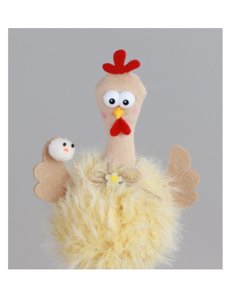 Poule Humoristique en Fourrure – Décoration de Pâques (Modèles Assortis, 21 cm