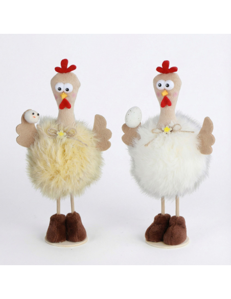 Poule Humoristique en Fourrure – Décoration de Pâques (Modèles Assortis, 21 cm