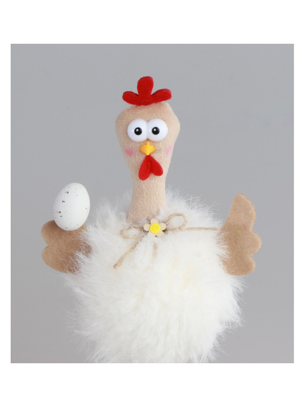 Poule Humoristique en Fourrure – Décoration de Pâques (Modèles Assortis, 21 cm