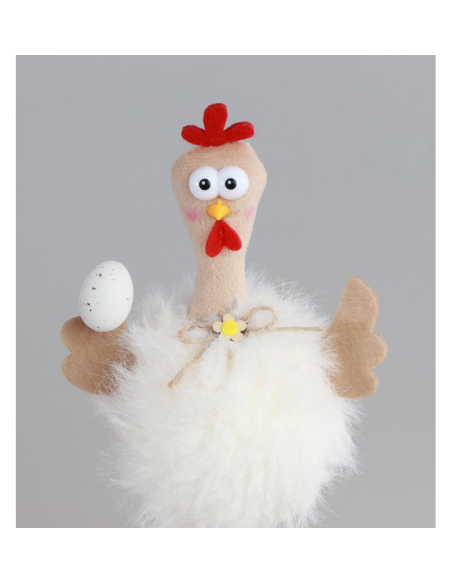 Poule Humoristique en Fourrure – Décoration de Pâques (Modèles Assortis, 21 cm