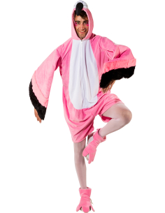 Déguisement Flamant Rose Homme – Combinaison Peluche + Chaussons (1,75 m à 1,95 m)