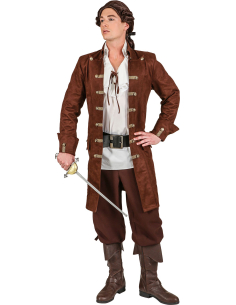 Veste Baroque Homme Luxe Marron – Aspect Daim, Style Pirate, Mousquetaire & Victorien