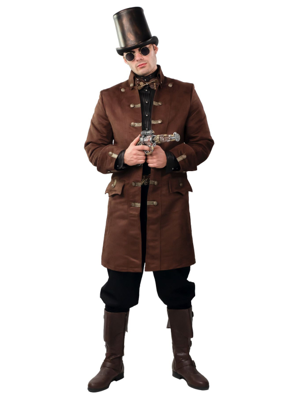 Veste Baroque Homme Luxe Marron – Aspect Daim, Style Pirate, Mousquetaire & Victorien