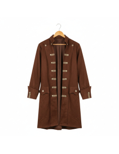 Veste Baroque Homme Luxe Marron – Aspect Daim, Style Pirate, Mousquetaire & Victorien 2