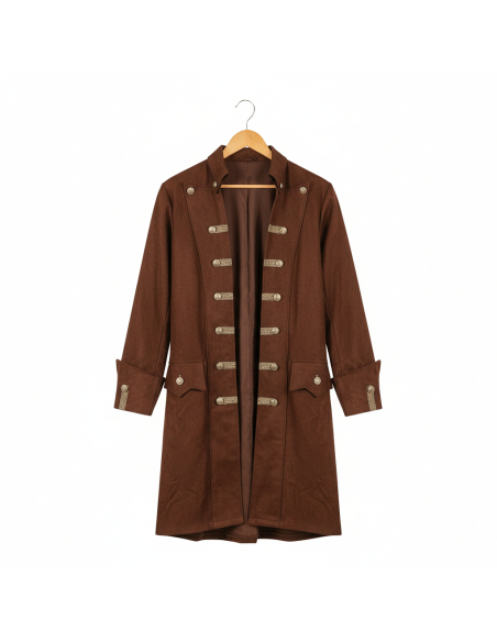 Veste Baroque Homme Luxe Marron – Aspect Daim, Style Pirate, Mousquetaire & Victorien