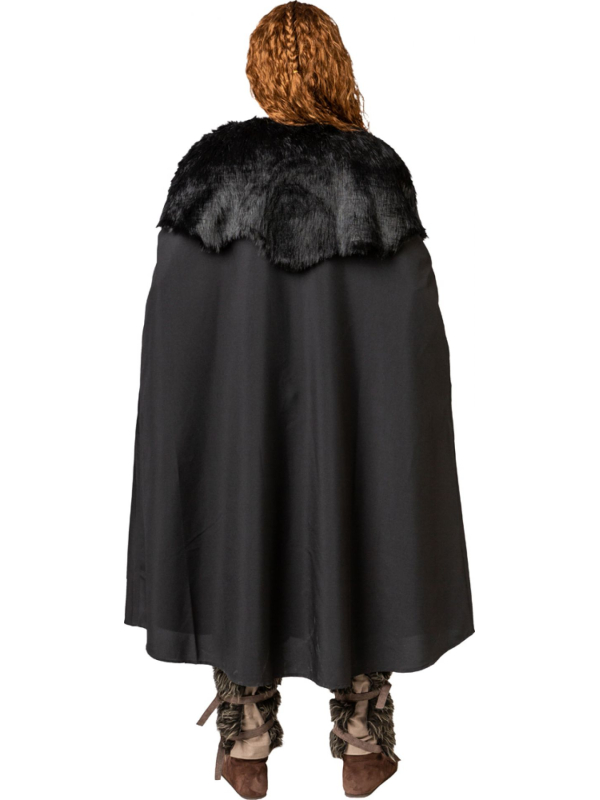 Cape Viking Noire Fourrure – Guerrier Nordique & Médiéval