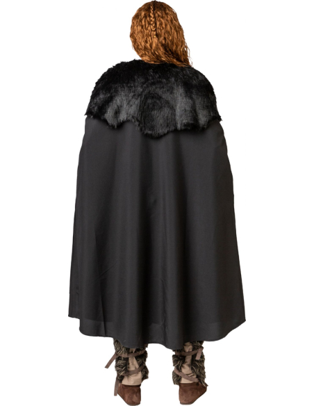Cape Viking Noire Fourrure – Guerrier Nordique & Médiéval