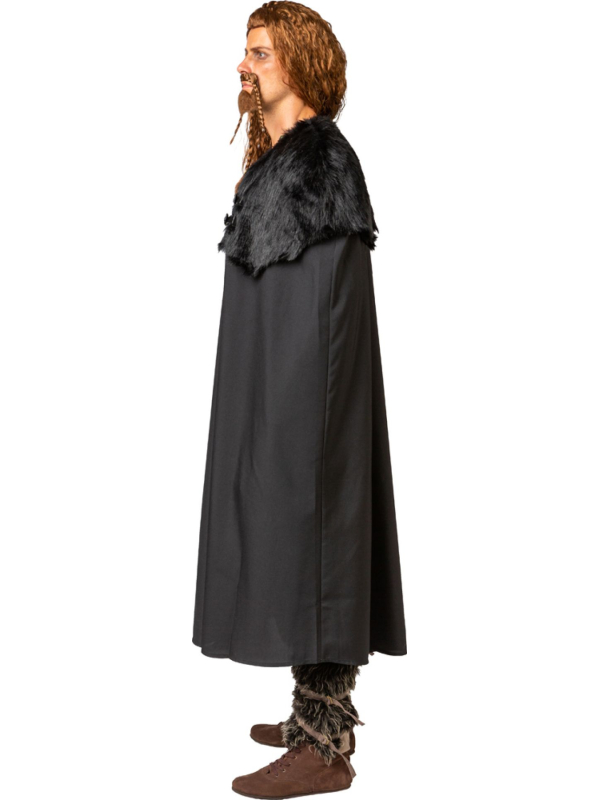 Cape Viking Noire Fourrure – Guerrier Nordique & Médiéval