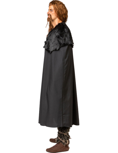 Cape Viking Noire Fourrure – Guerrier Nordique & Médiéval