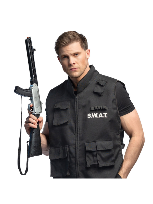 Fusil Factice SWAT 67 cm – Accessoire de Déguisement Police & Forces Spéciales