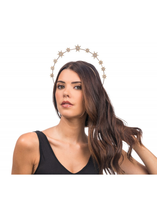 Serre-Tête Couronne d’Étoiles Or – Double Halo Doré